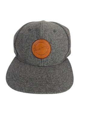 Blue Moon Grey Wool Baseball Cap Leather Patch Adjustable Strapback Acme Hat